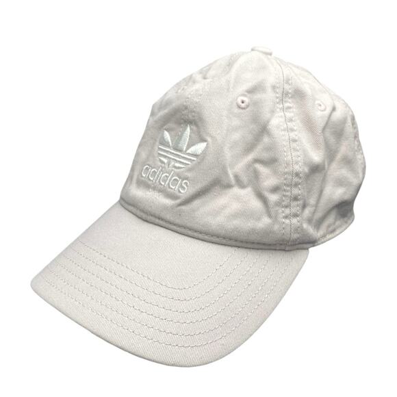 Adidas Unisex Cream White Trefoil Logo Adjustable Strapback Baseball Cap Hat OS - Picture 1 of 4